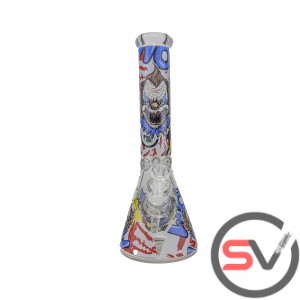 EVIL CLOWN TYPE 1 GLASS BEAKER With ICE CATCHER 14inch (GLOW IN DARK)